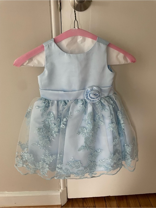 Bonnie Jean Other - Bonnie Jean Light Blue Floral Embroidered Tulle Dress